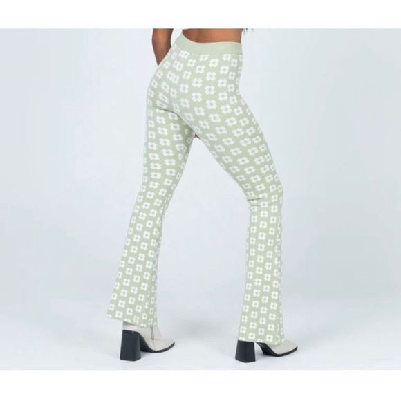 Princess Polly Adora Sage Floral Wide Leg Sweater Pant | M/L - Picture 1 of 4